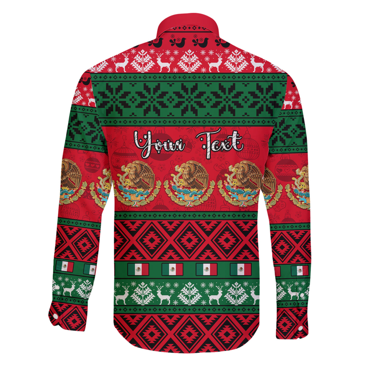 Personalised Mexico Christmas Family Matching Short Sleeve Bodycon Dress and Hawaiian Shirt Feliz Navidad Mexican Pattern - Wonder Print Shop