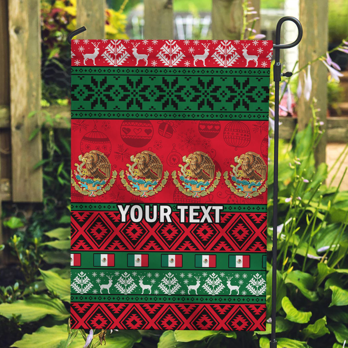 Personalised Mexico Christmas Garden Flag Feliz Navidad Mexican Pattern - Wonder Print Shop