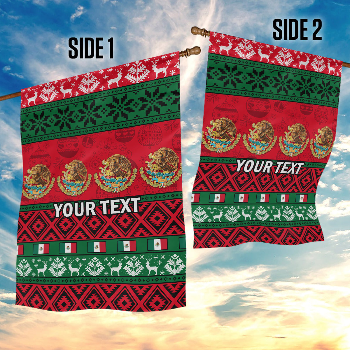 Personalised Mexico Christmas Garden Flag Feliz Navidad Mexican Pattern - Wonder Print Shop