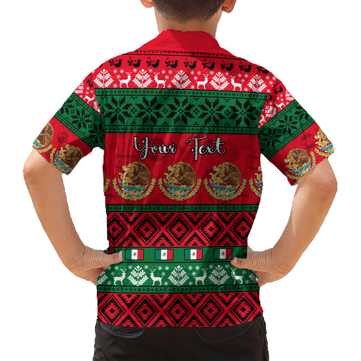 Personalised Mexico Christmas Hawaiian Shirt Feliz Navidad Mexican Pattern - Wonder Print Shop