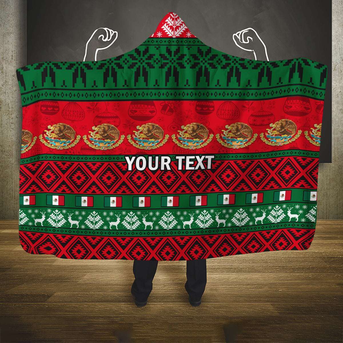 personalised-mexico-christmas-hooded-blanket-feliz-navidad-mexican-pattern