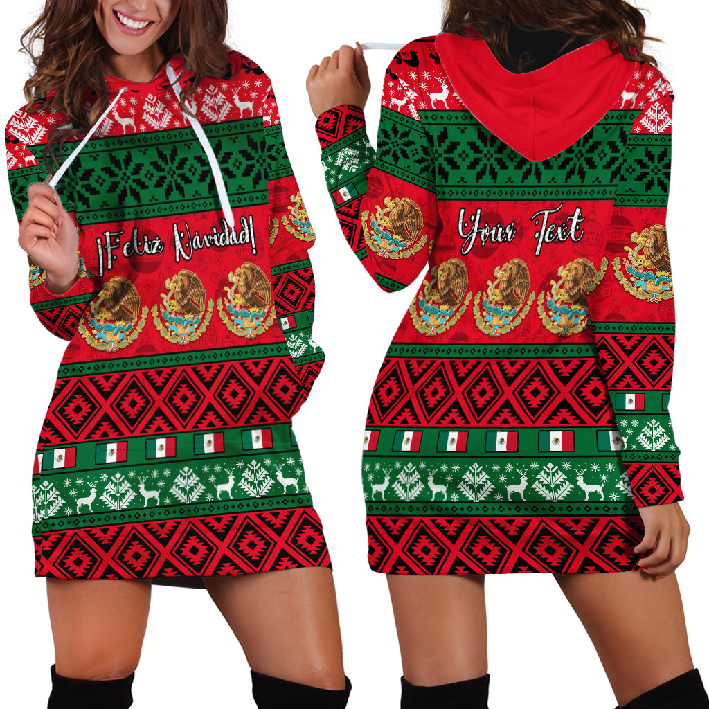 Personalised Mexico Christmas Hoodie Dress Feliz Navidad Mexican Pattern - Wonder Print Shop