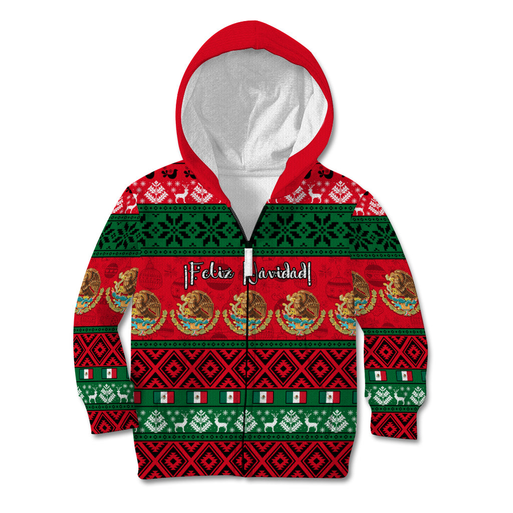 Personalised Mexico Christmas Kid Hoodie Feliz Navidad Mexican Pattern - Wonder Print Shop