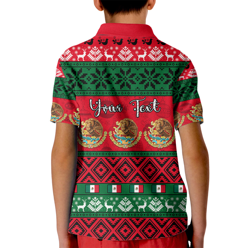 Personalised Mexico Christmas Kid Polo Shirt Feliz Navidad Mexican Pattern - Wonder Print Shop