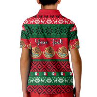 Personalised Mexico Christmas Kid Polo Shirt Feliz Navidad Mexican Pattern - Wonder Print Shop