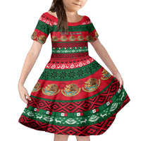 Personalised Mexico Christmas Kid Short Sleeve Dress Feliz Navidad Mexican Pattern - Wonder Print Shop