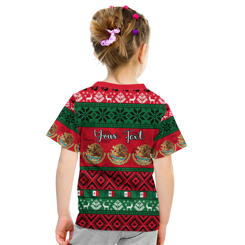 Personalised Mexico Christmas Kid T Shirt Feliz Navidad Mexican Pattern - Wonder Print Shop
