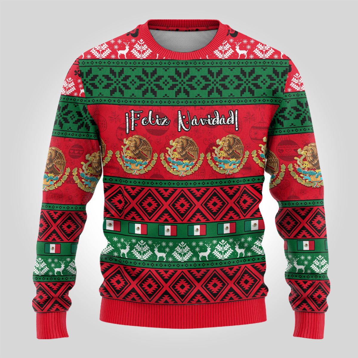 Personalised Mexico Christmas Ugly Christmas Sweater Feliz Navidad Mexican Pattern - Wonder Print Shop