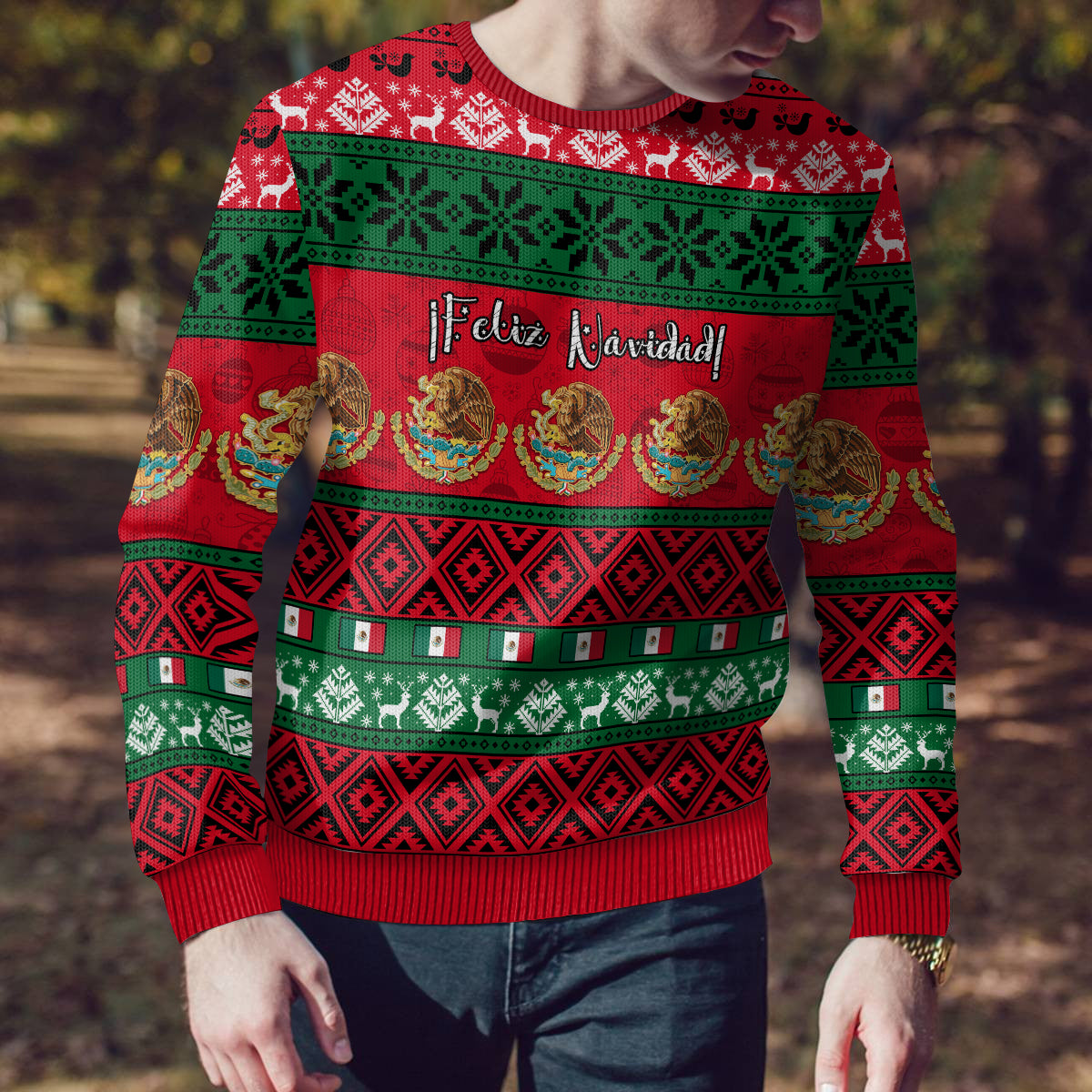 Personalised Mexico Christmas Ugly Christmas Sweater Feliz Navidad Mexican Pattern - Wonder Print Shop