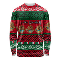 Personalised Mexico Christmas Long Sleeve Shirt Feliz Navidad Mexican Pattern - Wonder Print Shop