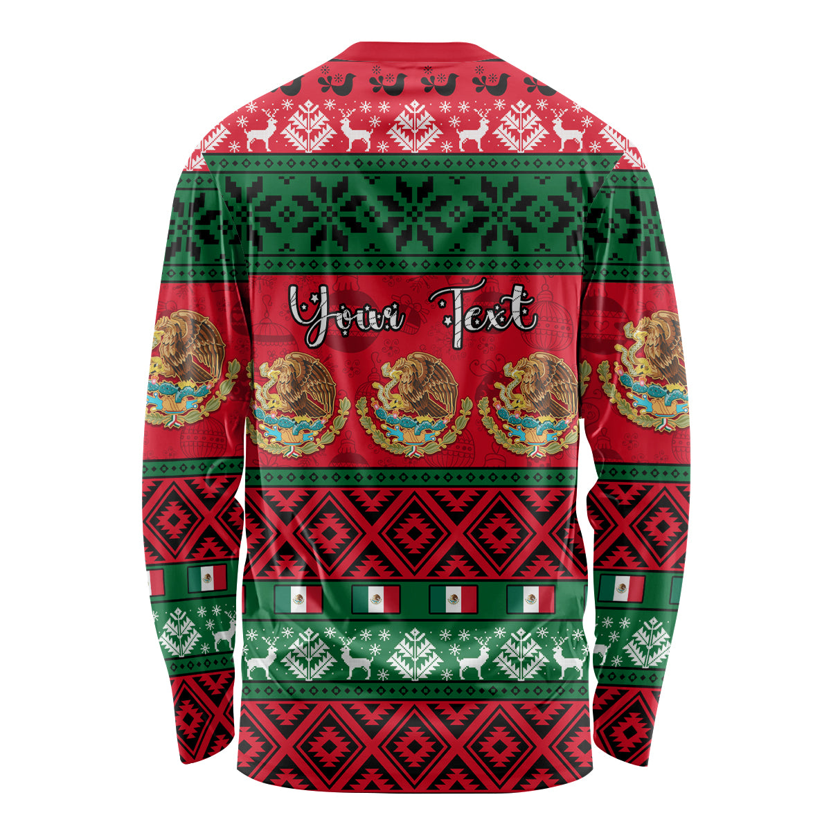 Personalised Mexico Christmas Long Sleeve Shirt Feliz Navidad Mexican Pattern - Wonder Print Shop