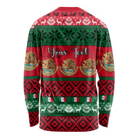 Personalised Mexico Christmas Long Sleeve Shirt Feliz Navidad Mexican Pattern - Wonder Print Shop