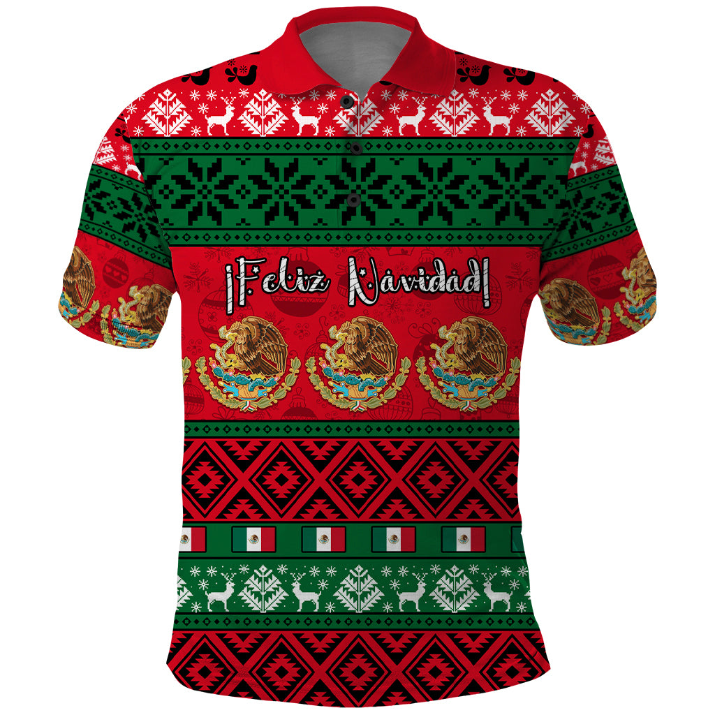 Personalised Mexico Christmas Polo Shirt Feliz Navidad Mexican Pattern - Wonder Print Shop