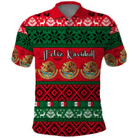 Personalised Mexico Christmas Polo Shirt Feliz Navidad Mexican Pattern - Wonder Print Shop