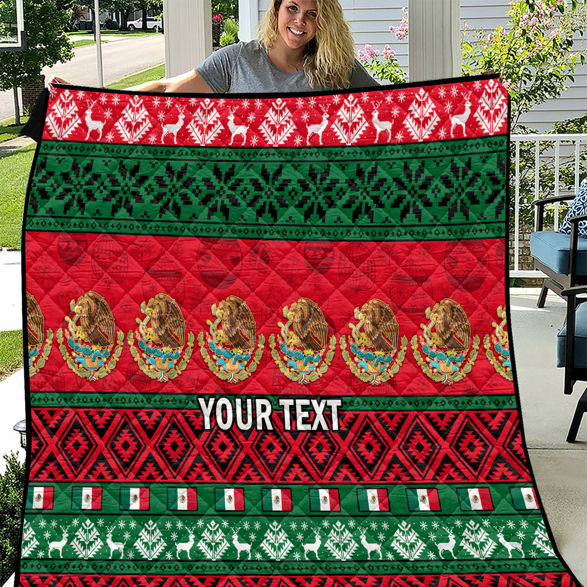 Personalised Mexico Christmas Quilt Feliz Navidad Mexican Pattern - Wonder Print Shop