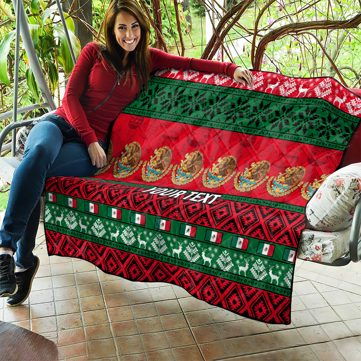 Personalised Mexico Christmas Quilt Feliz Navidad Mexican Pattern - Wonder Print Shop