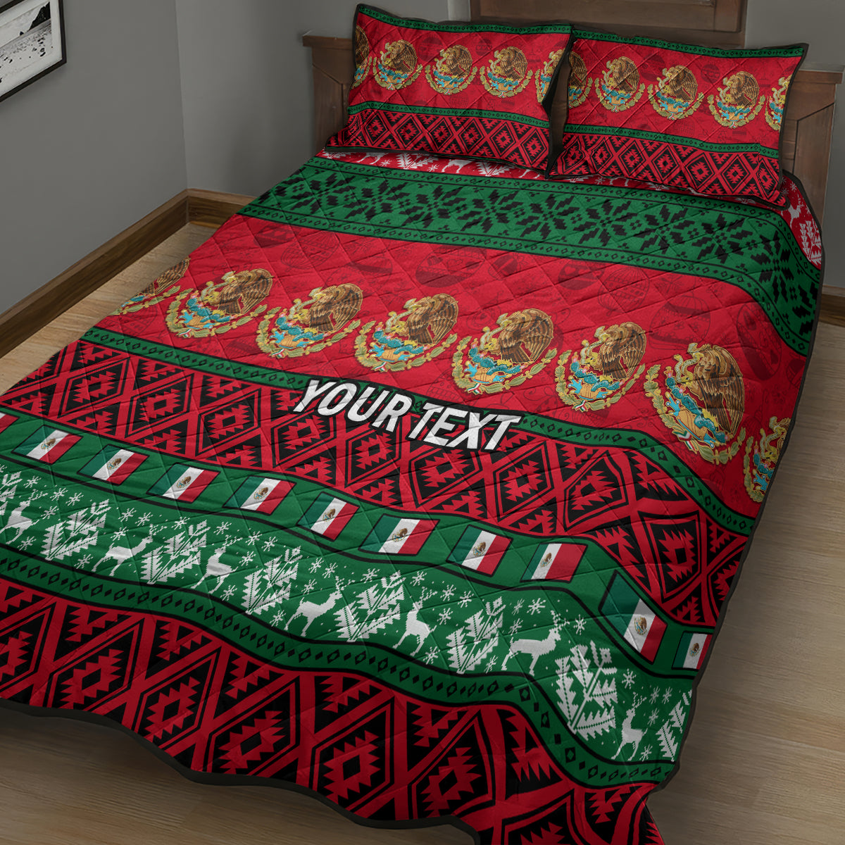 Personalised Mexico Christmas Quilt Bed Set Feliz Navidad Mexican Pattern - Wonder Print Shop