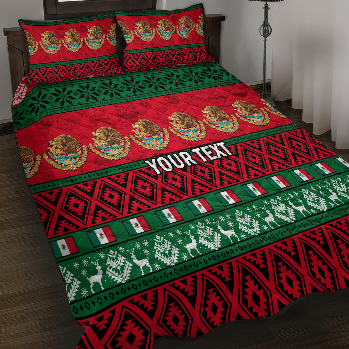 Personalised Mexico Christmas Quilt Bed Set Feliz Navidad Mexican Pattern - Wonder Print Shop