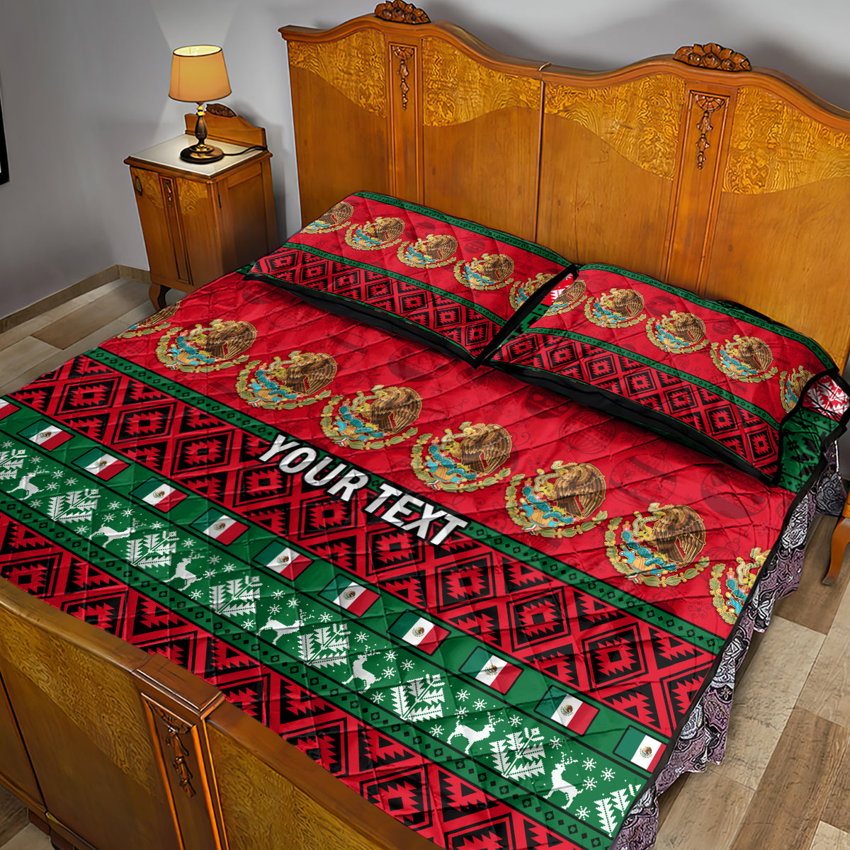 Personalised Mexico Christmas Quilt Bed Set Feliz Navidad Mexican Pattern - Wonder Print Shop