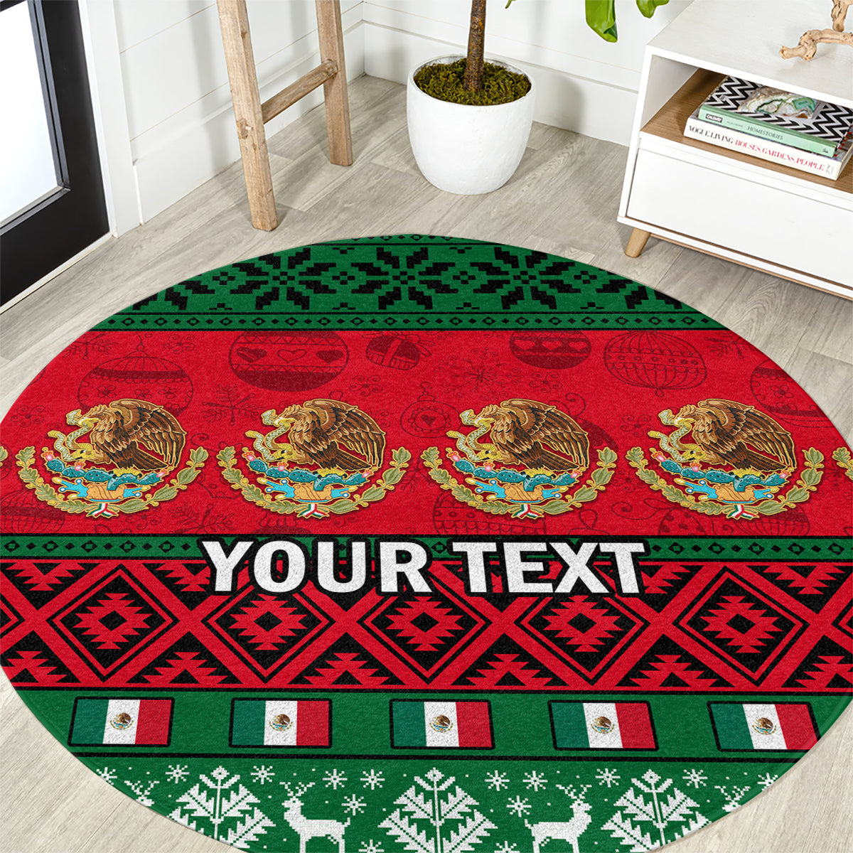 personalised-mexico-christmas-round-carpet-feliz-navidad-mexican-pattern