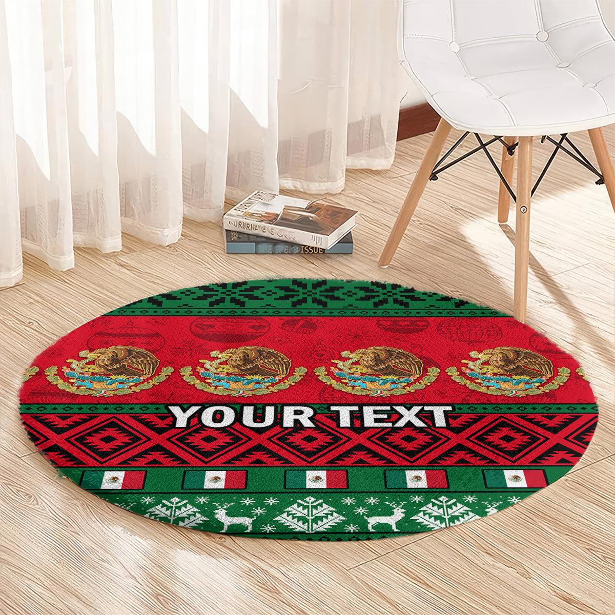 personalised-mexico-christmas-round-carpet-feliz-navidad-mexican-pattern