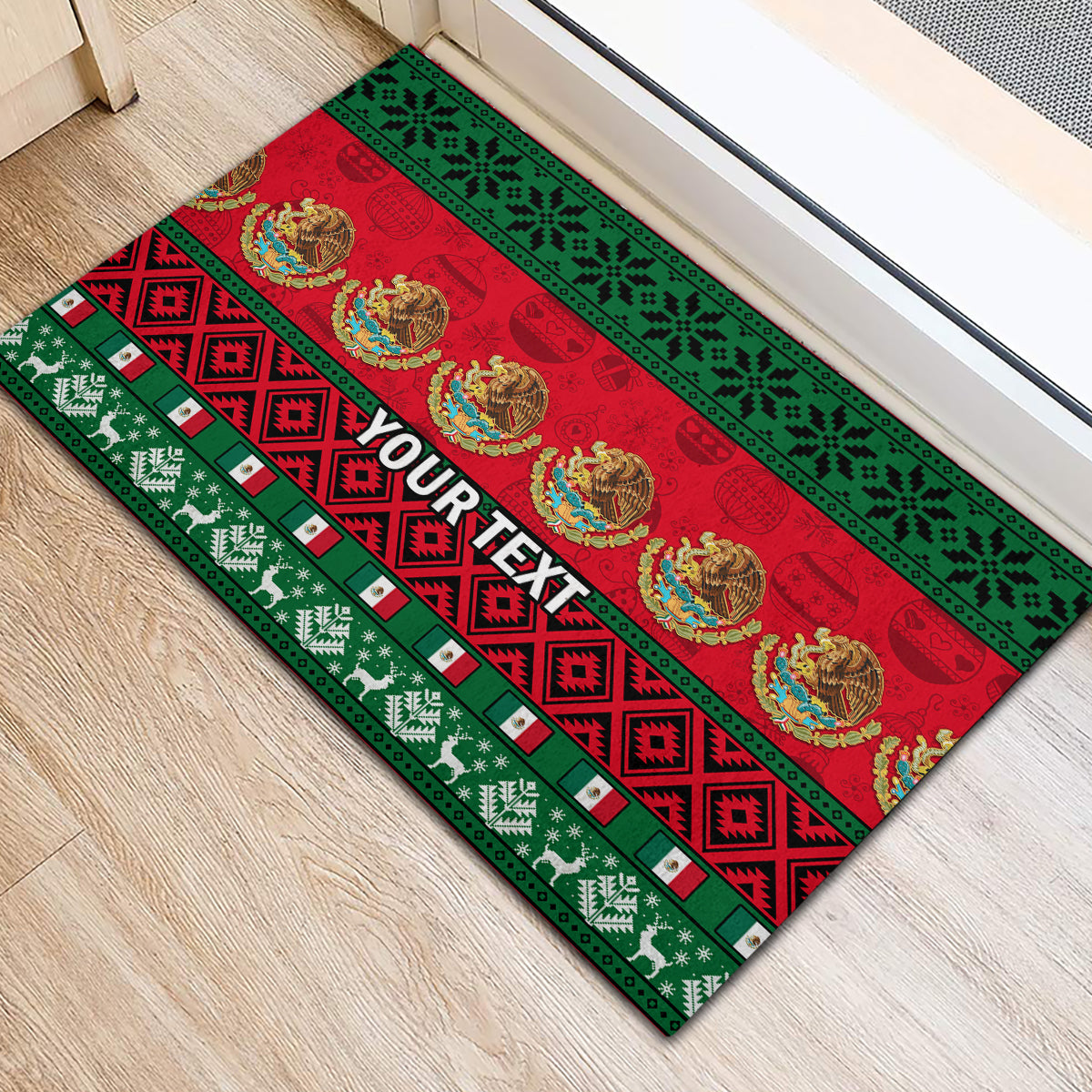 Personalised Mexico Christmas Rubber Doormat Feliz Navidad Mexican Pattern - Wonder Print Shop