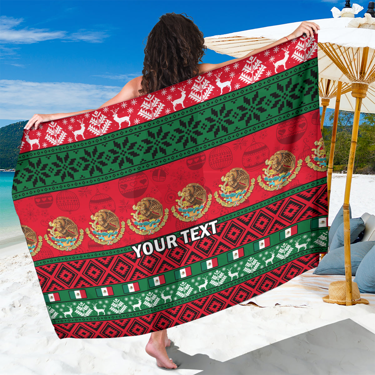 Personalised Mexico Christmas Sarong Feliz Navidad Mexican Pattern - Wonder Print Shop