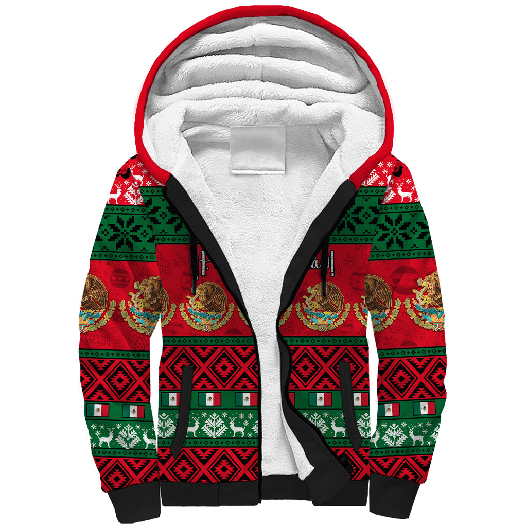 Personalised Mexico Christmas Sherpa Hoodie Feliz Navidad Mexican Pattern - Wonder Print Shop