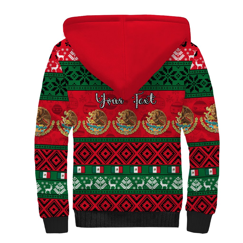 Personalised Mexico Christmas Sherpa Hoodie Feliz Navidad Mexican Pattern - Wonder Print Shop