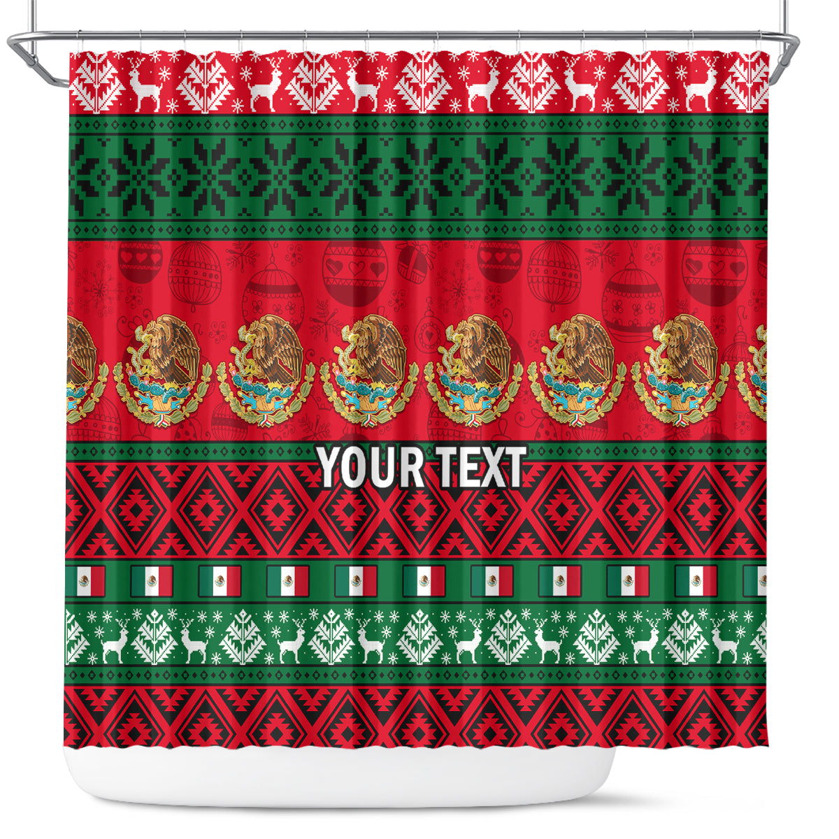 personalised-mexico-christmas-shower-curtain-feliz-navidad-mexican-pattern