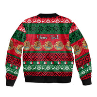 Personalised Mexico Christmas Sleeve Zip Bomber Jacket Feliz Navidad Mexican Pattern - Wonder Print Shop