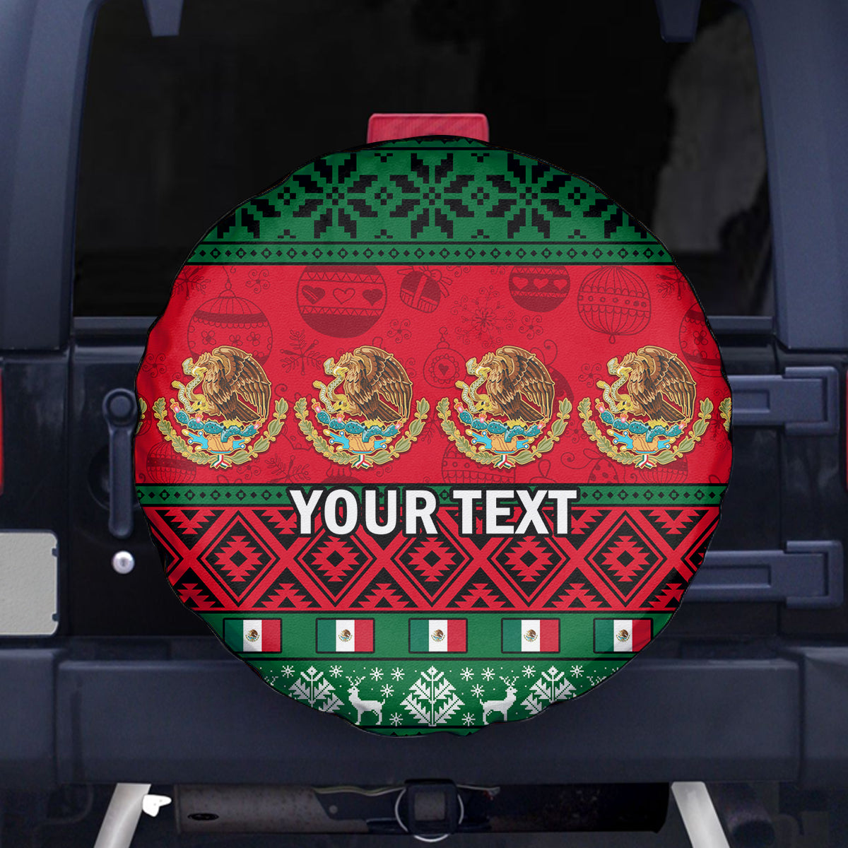 Personalised Mexico Christmas Spare Tire Cover Feliz Navidad Mexican Pattern - Wonder Print Shop