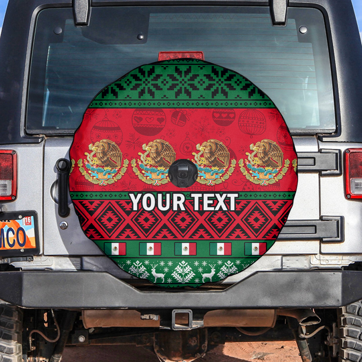 Personalised Mexico Christmas Spare Tire Cover Feliz Navidad Mexican Pattern - Wonder Print Shop