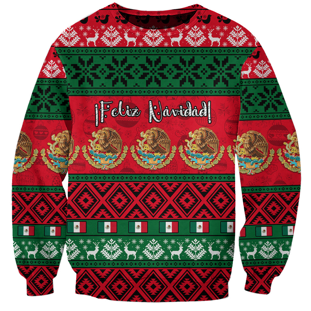Personalised Mexico Christmas Sweatshirt Feliz Navidad Mexican Pattern - Wonder Print Shop