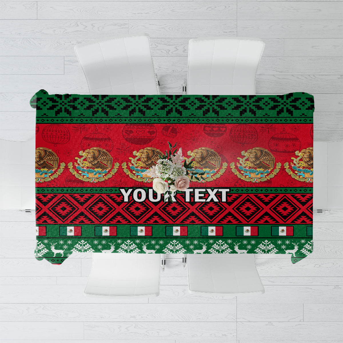 Personalised Mexico Christmas Tablecloth Feliz Navidad Mexican Pattern - Wonder Print Shop
