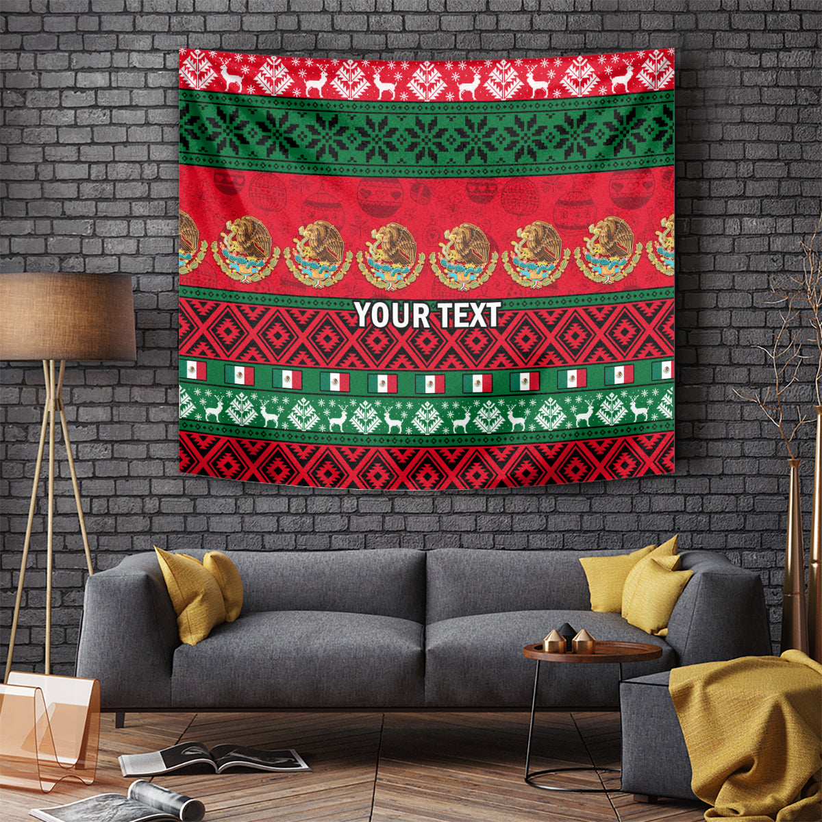 Personalised Mexico Christmas Tapestry Feliz Navidad Mexican Pattern - Wonder Print Shop
