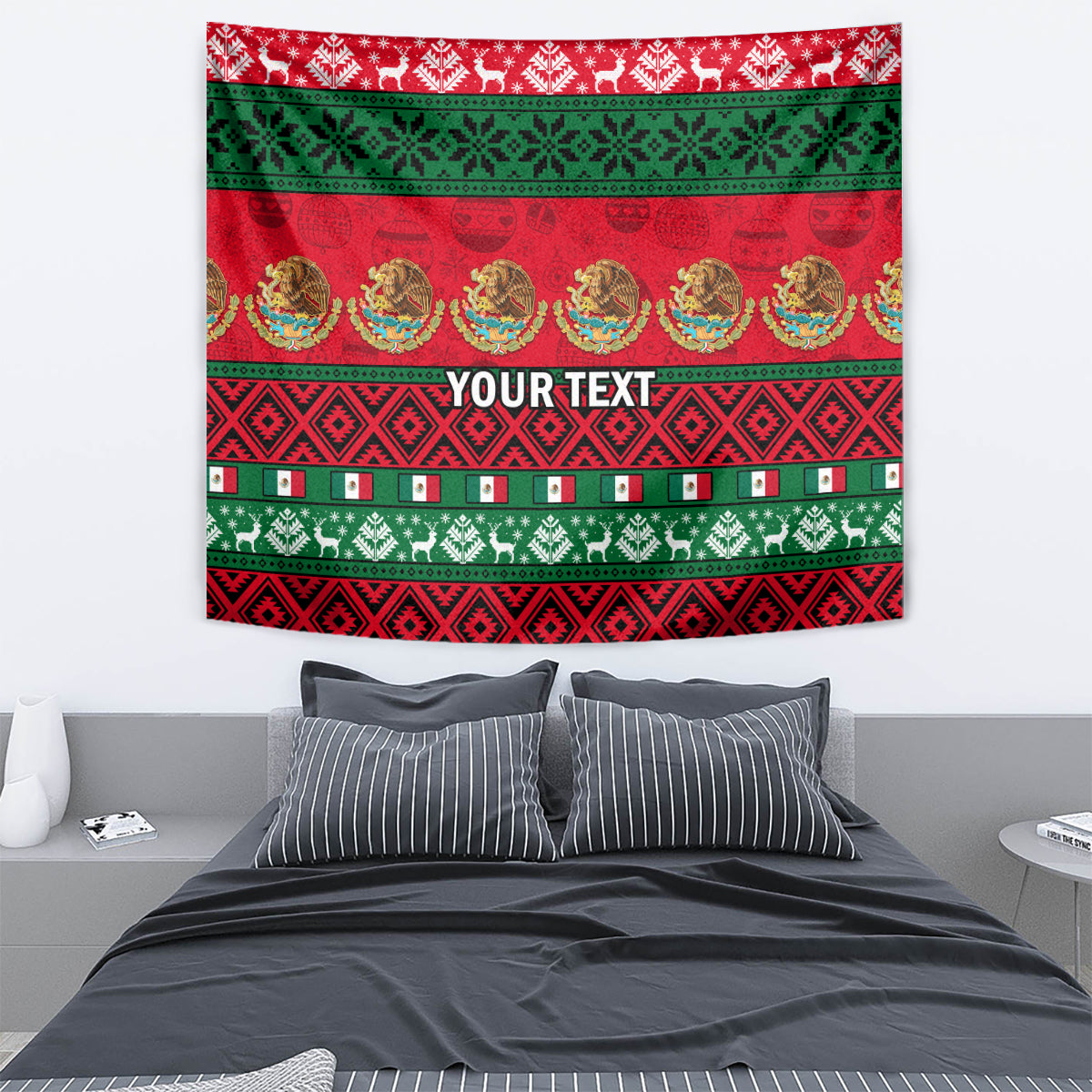 Personalised Mexico Christmas Tapestry Feliz Navidad Mexican Pattern - Wonder Print Shop