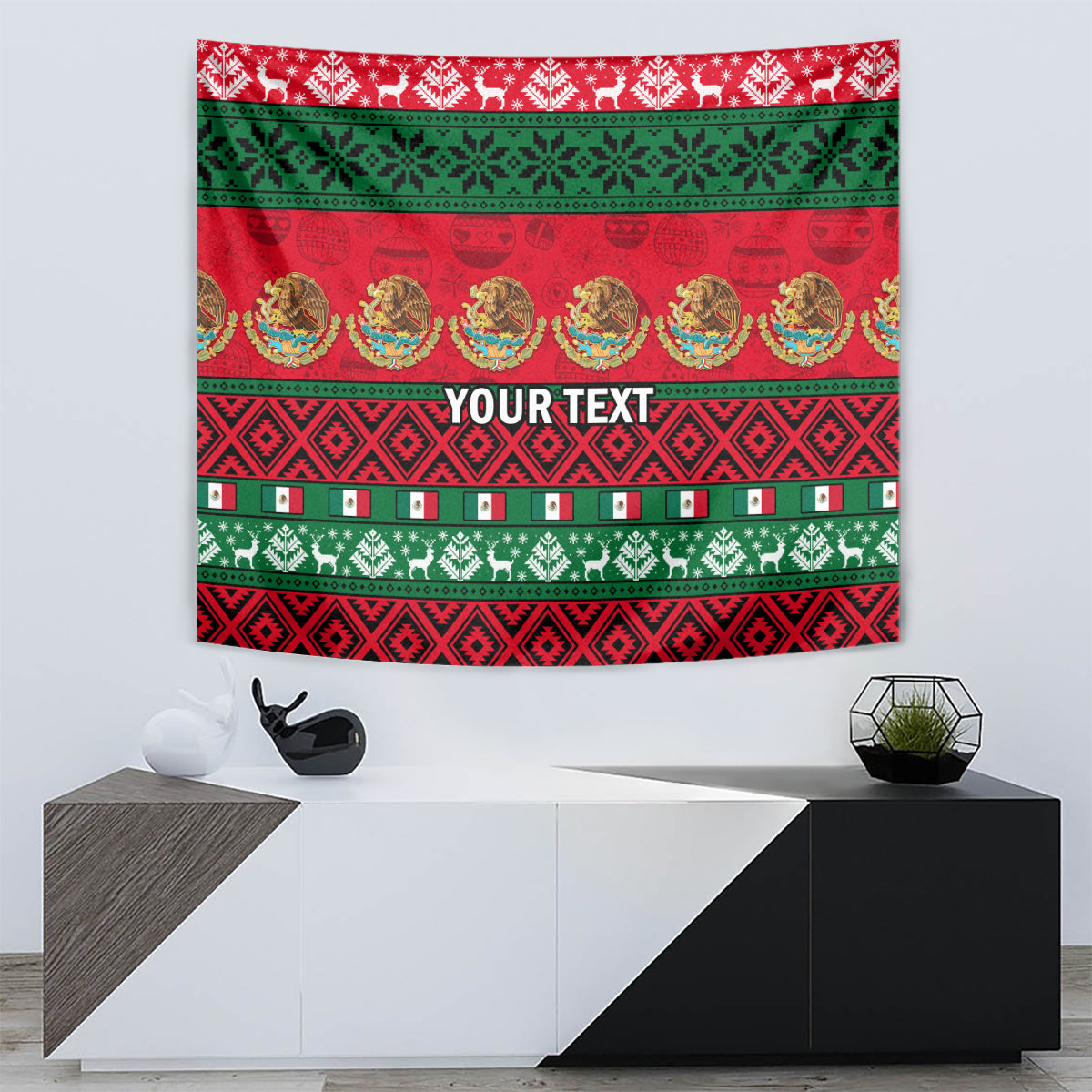 Personalised Mexico Christmas Tapestry Feliz Navidad Mexican Pattern - Wonder Print Shop