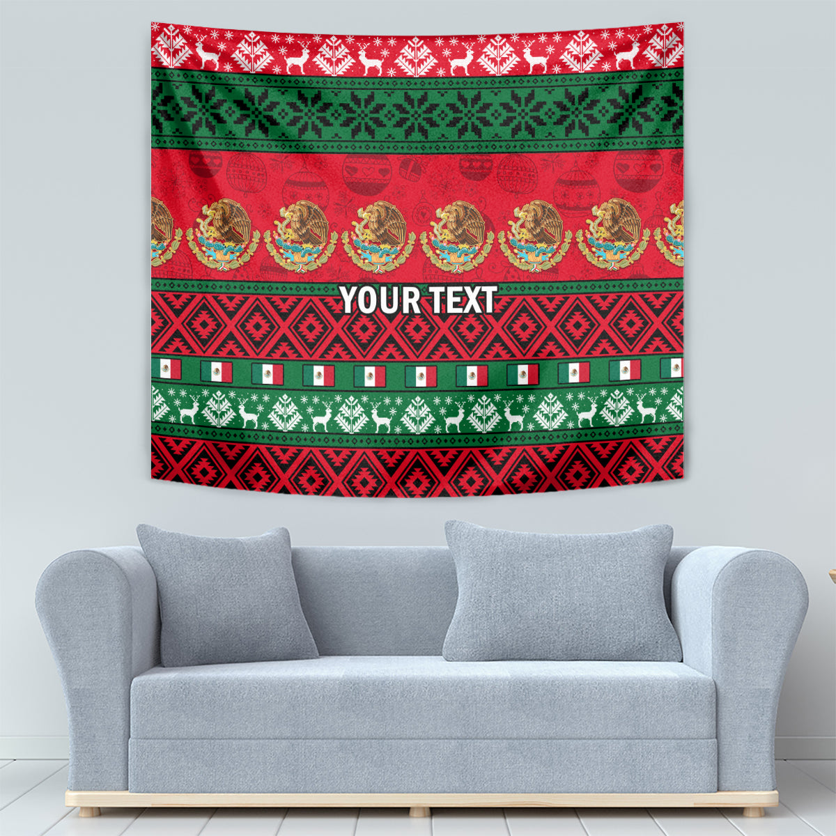 Personalised Mexico Christmas Tapestry Feliz Navidad Mexican Pattern - Wonder Print Shop