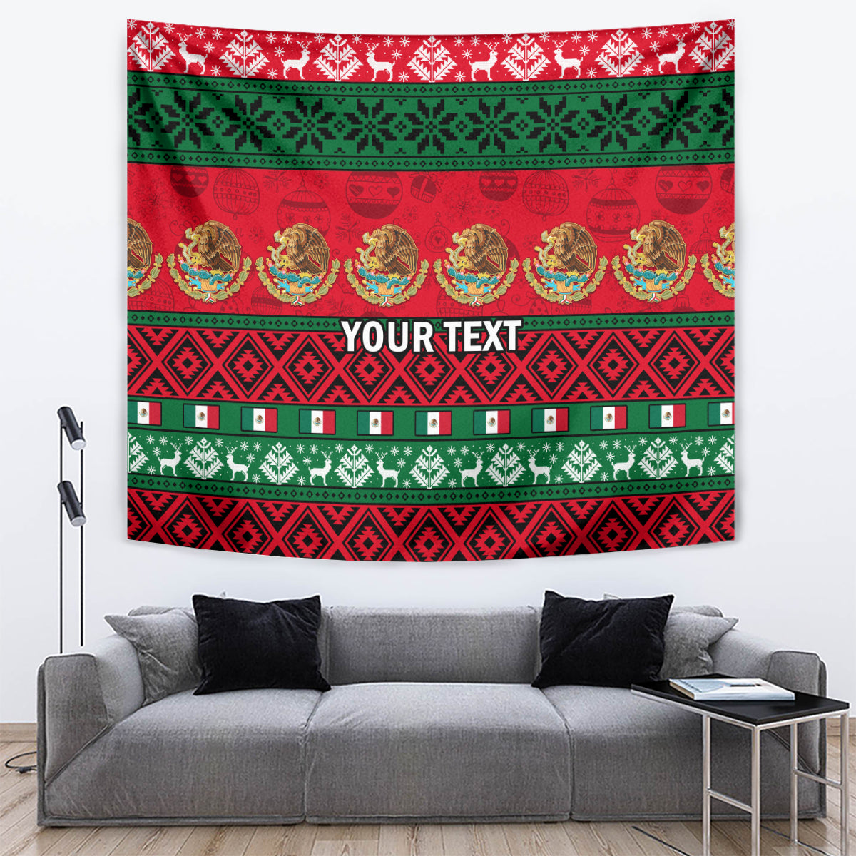 Personalised Mexico Christmas Tapestry Feliz Navidad Mexican Pattern - Wonder Print Shop