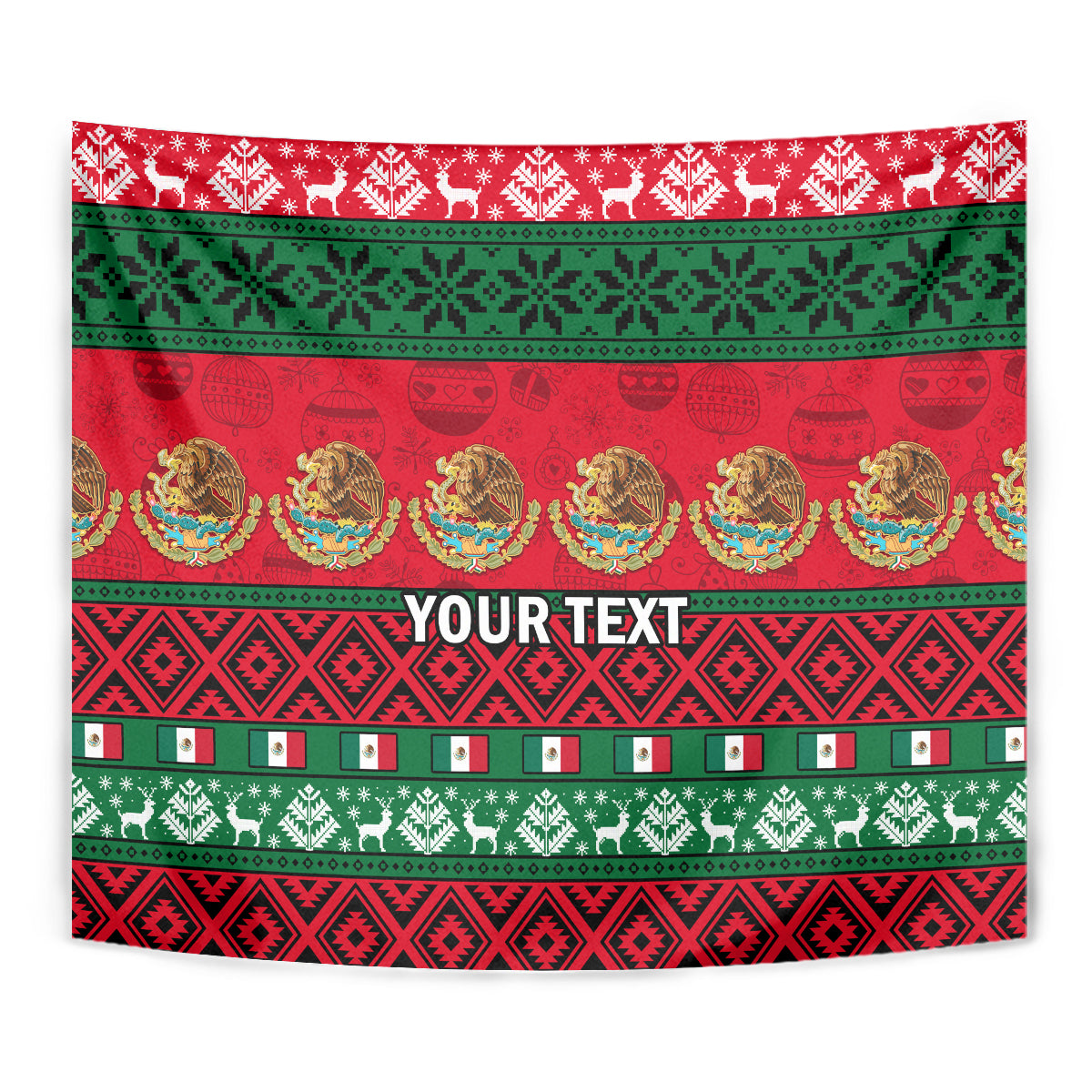 Personalised Mexico Christmas Tapestry Feliz Navidad Mexican Pattern - Wonder Print Shop
