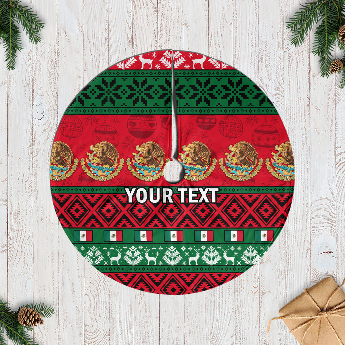 Personalised Mexico Christmas Tree Skirt Feliz Navidad Mexican Pattern - Wonder Print Shop