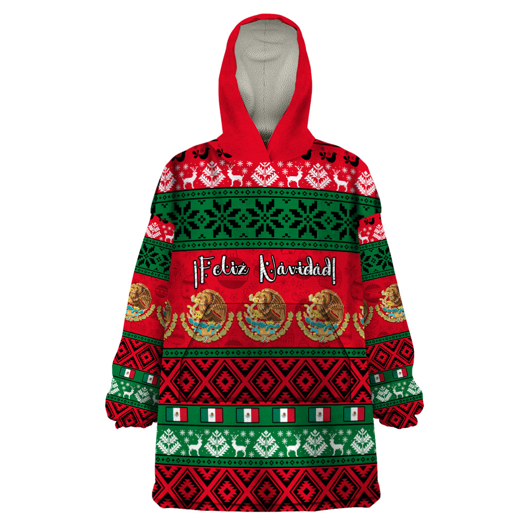 Personalised Mexico Christmas Wearable Blanket Hoodie Feliz Navidad Mexican Pattern - Wonder Print Shop