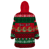 Personalised Mexico Christmas Wearable Blanket Hoodie Feliz Navidad Mexican Pattern - Wonder Print Shop
