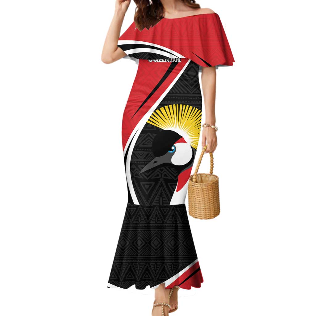 Uganda Rugby Custom Family Matching Mermaid Dress and Hawaiian Shirt Go Cranes - African Pattern - Wonder Print Shop