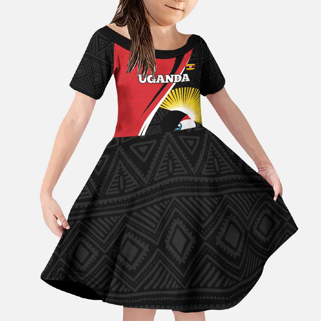 Uganda Rugby Custom Family Matching Off Shoulder Maxi Dress and Hawaiian Shirt Go Cranes - African Pattern - Wonder Print Shop