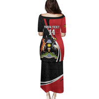 Uganda Rugby Custom Family Matching Puletasi and Hawaiian Shirt Go Cranes - African Pattern - Wonder Print Shop