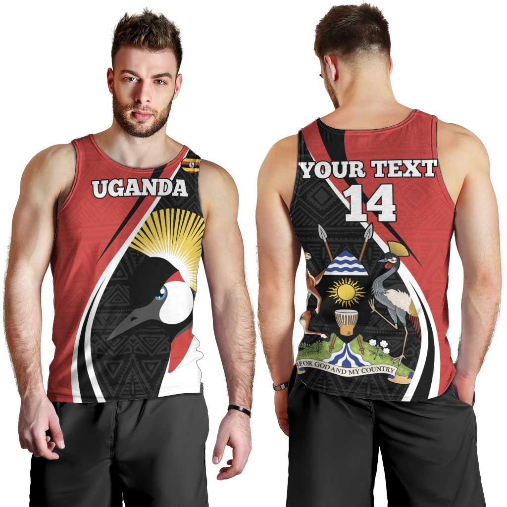 Uganda Rugby Custom Men Tank Top Go Cranes - African Pattern - Wonder Print Shop