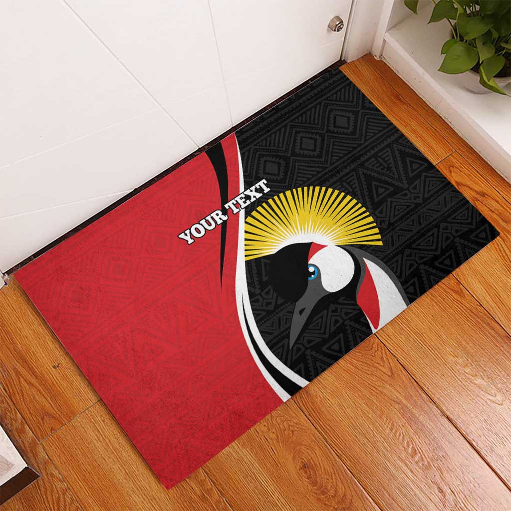 Uganda Rugby Custom Rubber Doormat Go Cranes - African Pattern - Wonder Print Shop