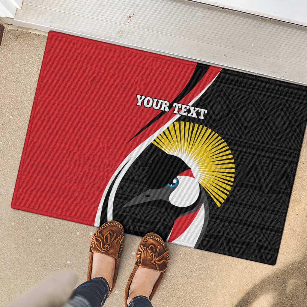 Uganda Rugby Custom Rubber Doormat Go Cranes - African Pattern - Wonder Print Shop